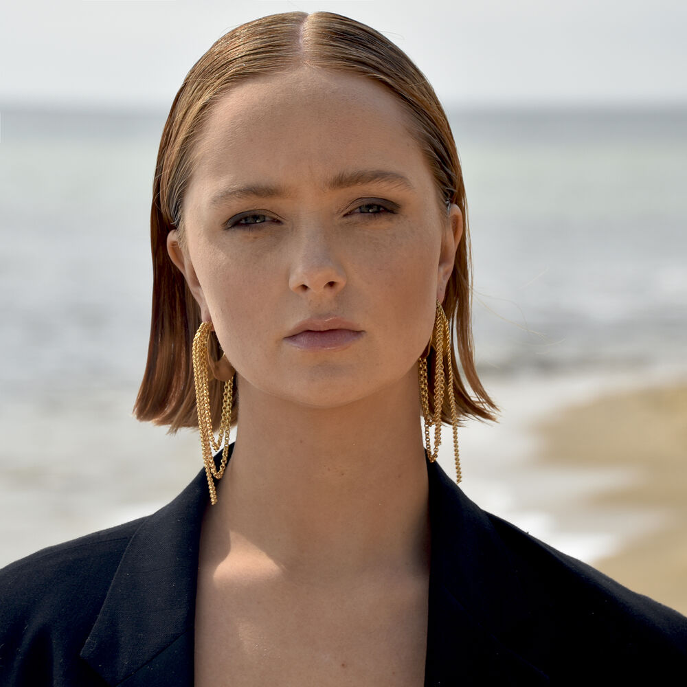 Culturesse McKenna 24K Bowl Chain Earrings (Imperfect)