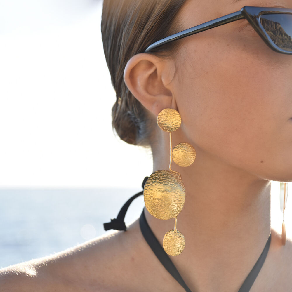 Culturesse Ginevra Textured 24K Geo Sculpture Art Earrings