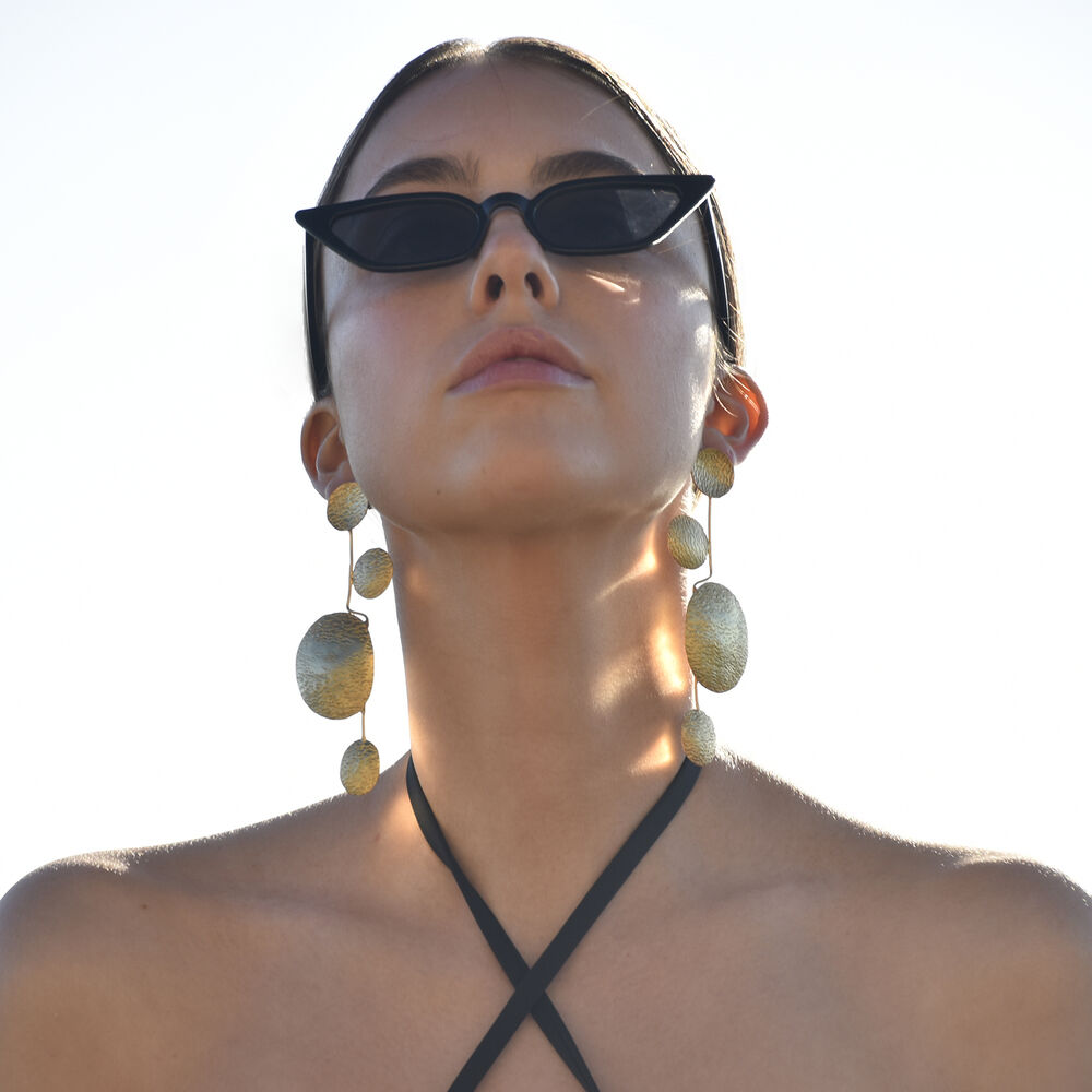 Culturesse Ginevra Textured 24K Geo Sculpture Art Earrings