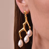 Culturesse Esmese Artisan 24K Coral Pearl Drop Earrings