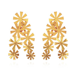 Culturesse Venezia Artisan 24K Petal Sculpture Earrings (Oversized)