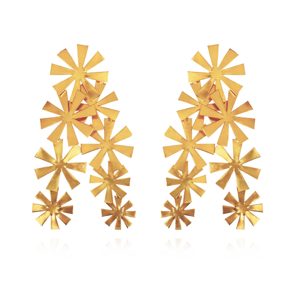 Culturesse Venezia Artisan 24K Petal Sculpture Earrings (Oversized)
