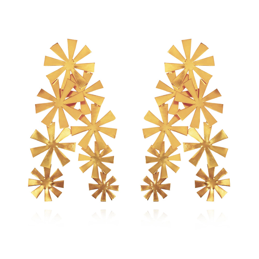 Culturesse Venezia Artisan 24K Petal Sculpture Earrings (Oversized)