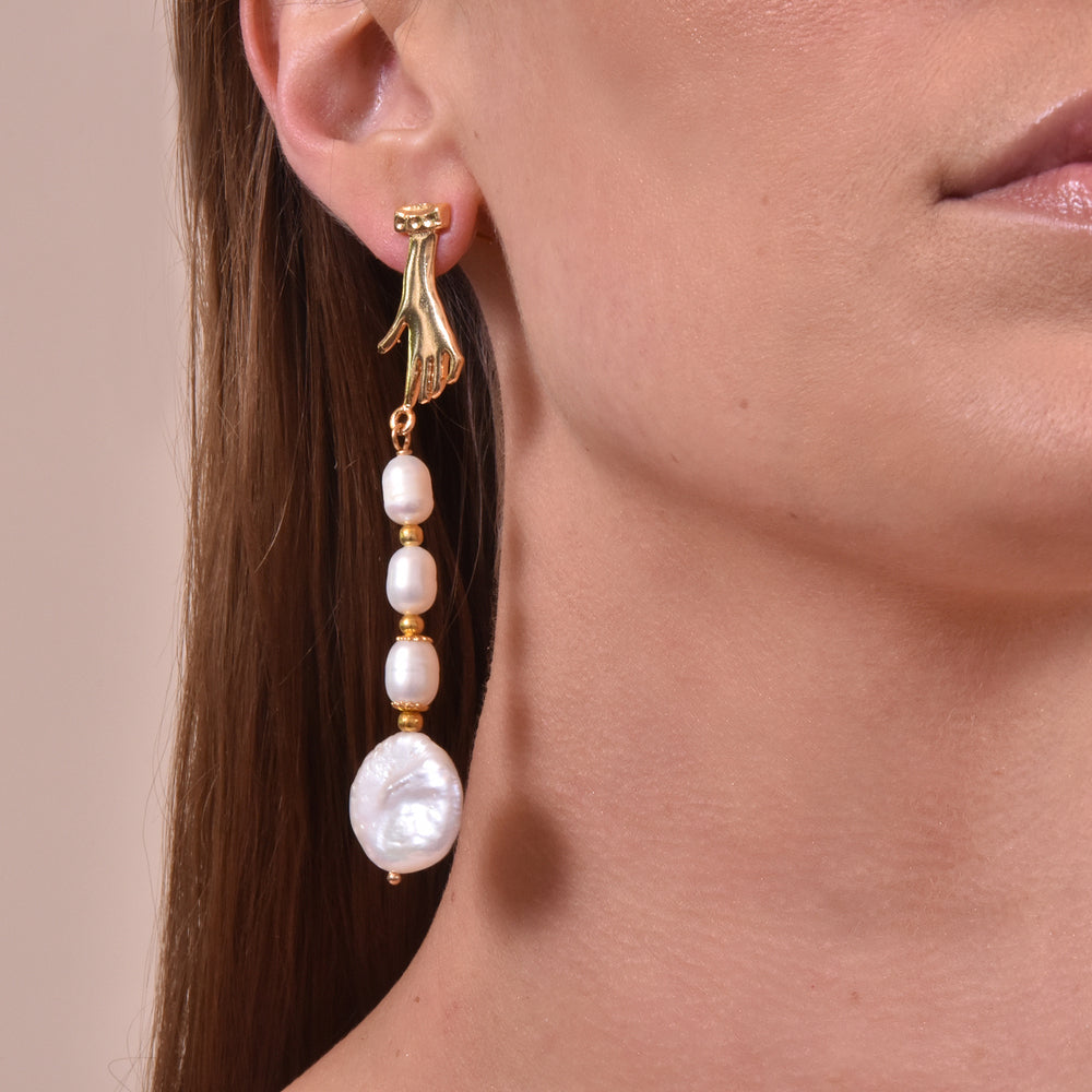 Culturesse Desiree Artisan 24K Pearl Drop Earrings