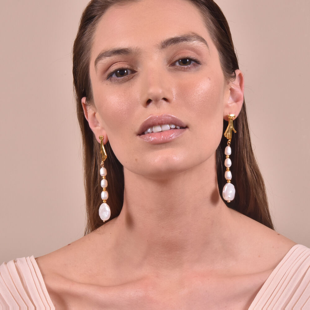 Culturesse Desiree Artisan 24K Pearl Drop Earrings