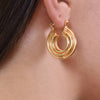 Culturesse Bernadette 24K Sculpture Hoop Earrings