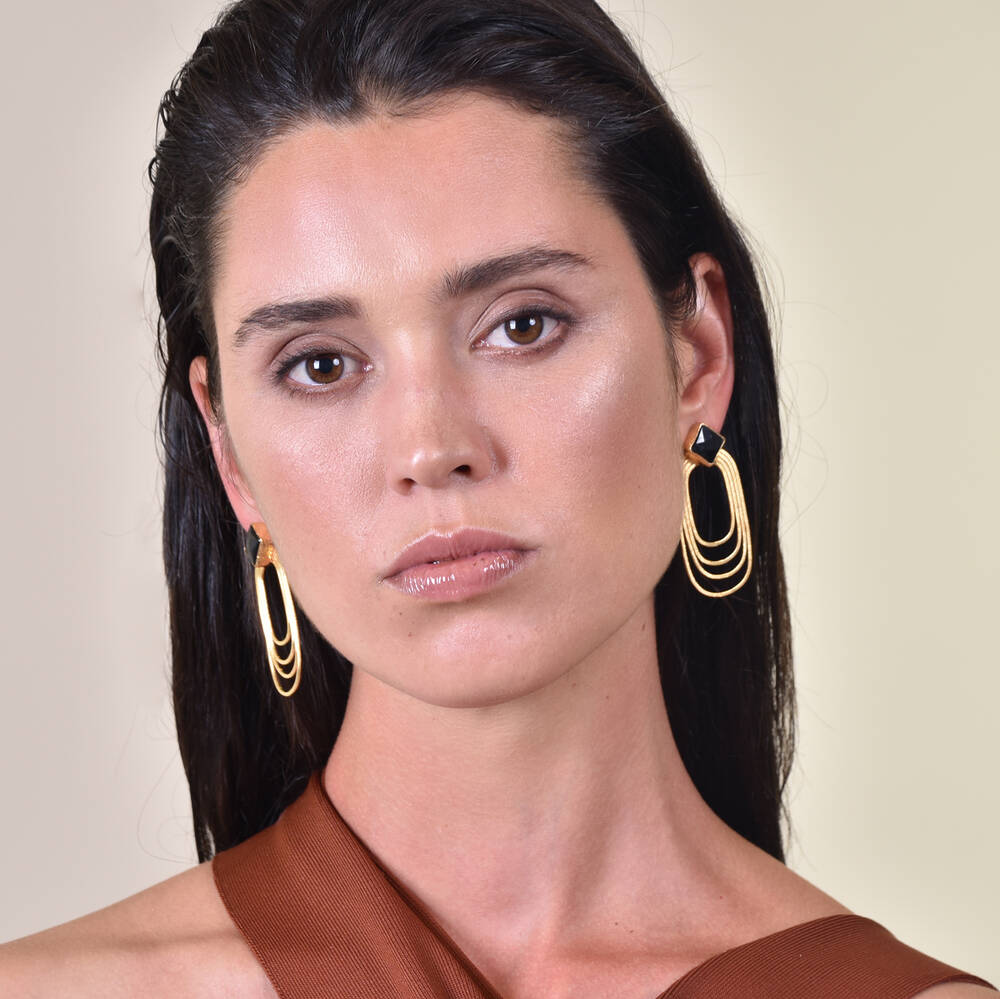 Culturesse Leora Artisan 24K Gold Layered Earrings