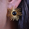 Culturesse Lumina Artisan 24K Onyx Sun Earrings