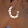 Culturesse Blanco 24K Artisan Pearl Hoop Earrings