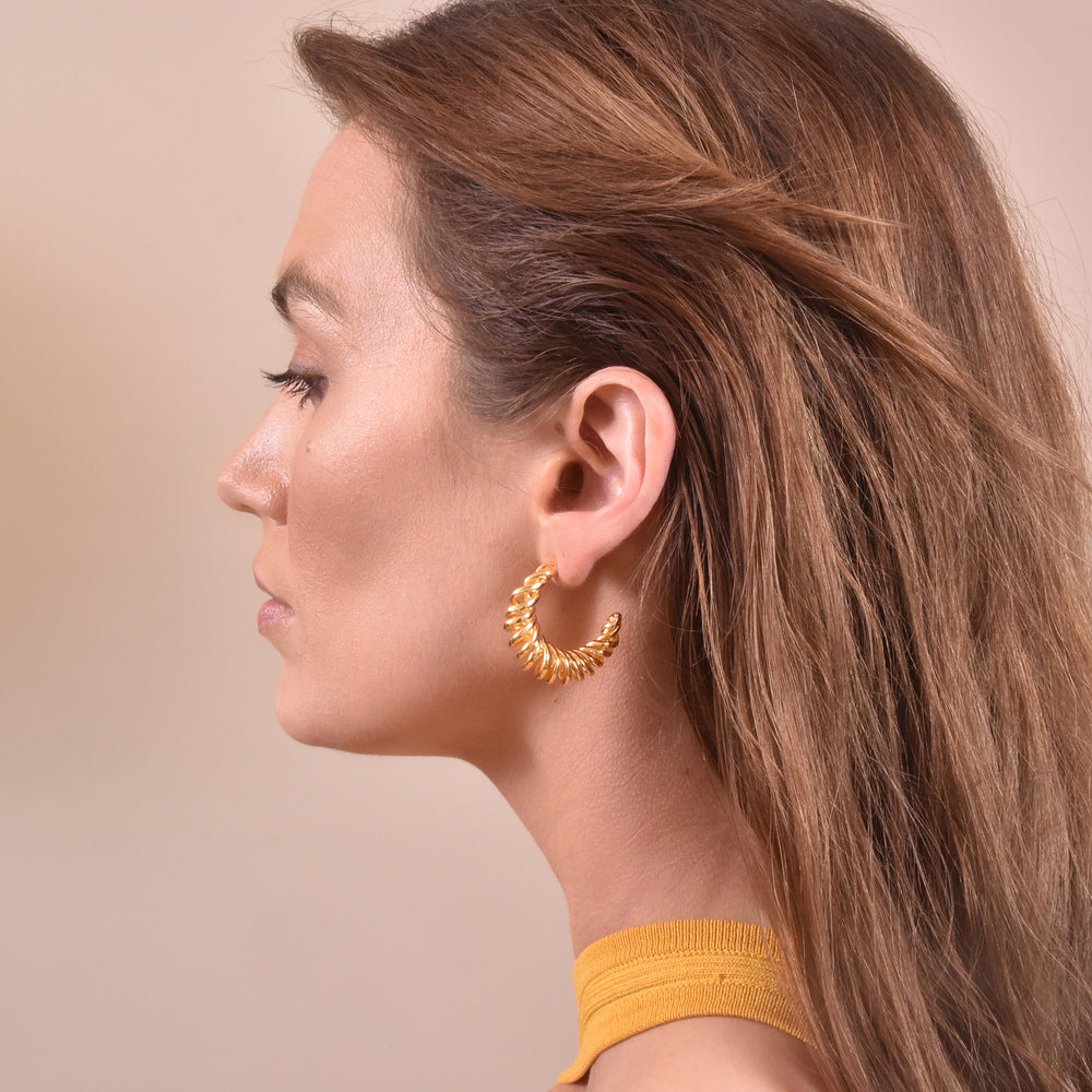 Culturesse Estelle 24K Artisan Spiral Hoop Earrings