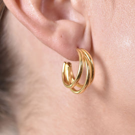 Culturesse Laure Artsy Curved Lining Earrings (Gold)