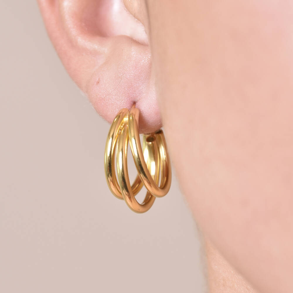 Culturesse Laure Artsy Curved Lining Earrings (Gold)