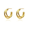 Culturesse Laure Artsy Curved Lining Earrings (Gold)