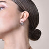 Culturesse Laure Artsy Curved Lining Earrings (Silver)