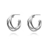 Culturesse Laure Artsy Curved Lining Earrings (Silver)