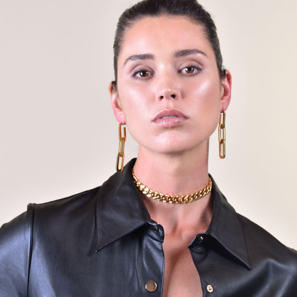 Culturesse Chevelle 18K Modern Chain Drop Earrings