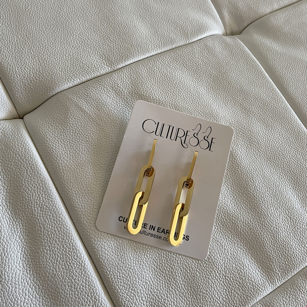 Culturesse Chevelle 18K Modern Chain Drop Earrings