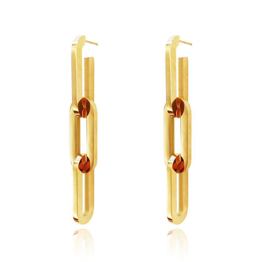 Culturesse Chevelle 18K Modern Chain Drop Earrings