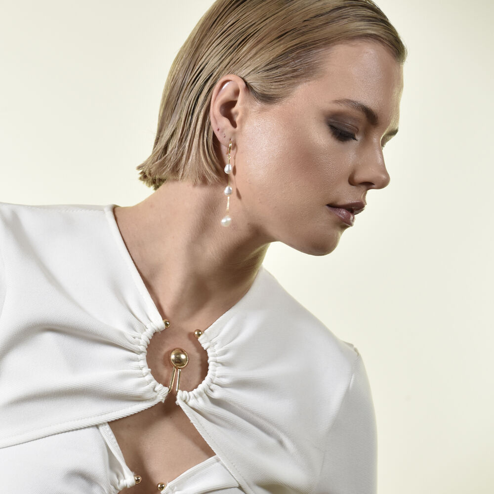 Culturesse Aquene Freshwater Pearl String Earrings