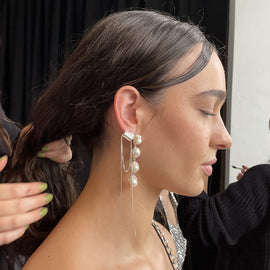 Culturesse Esmerelda Luxury Baroque Pearl Earrings - Silver