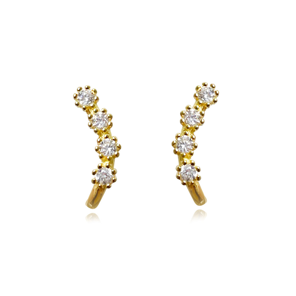 Culturesse Alanna Diamante Curve Stud Earrings (Gold)
