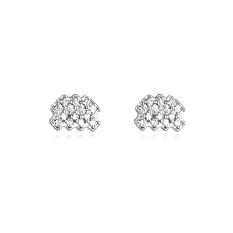 Culturesse Aquarius Zodiac Zirconia Pave Stud Earrings (Silver)