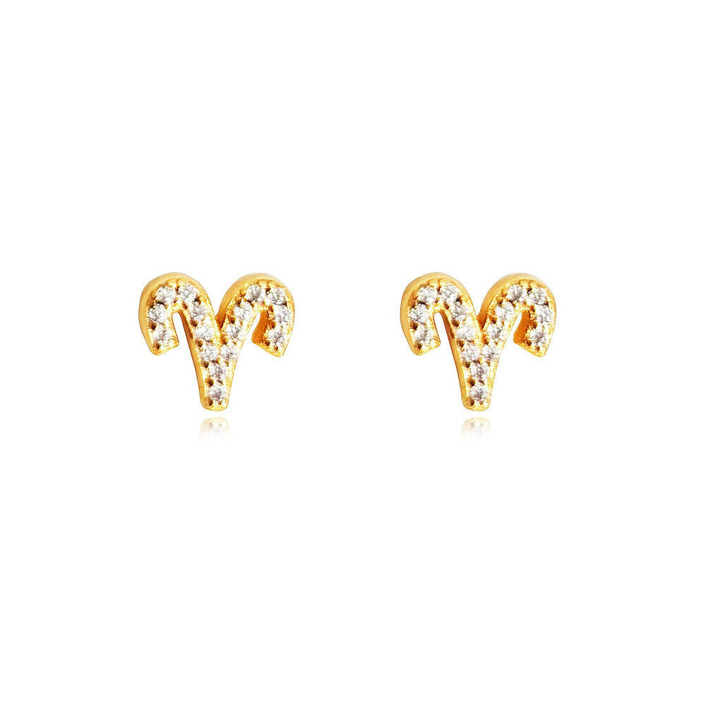 Culturesse Aries Artisan Zirconia Pave Stud Earrings (Gold)
