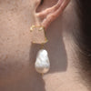 Culturesse Carlotta 24K Baroque Pearl Drop Earrings (Rose Quartz)