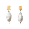 Culturesse Reverie Rutilated Quartz Baroque Pearl Earrings