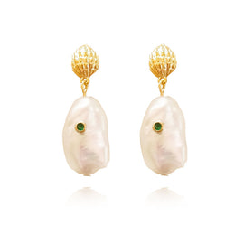 Culturesse Mediterranean Baroque Pearl Drop Earrings