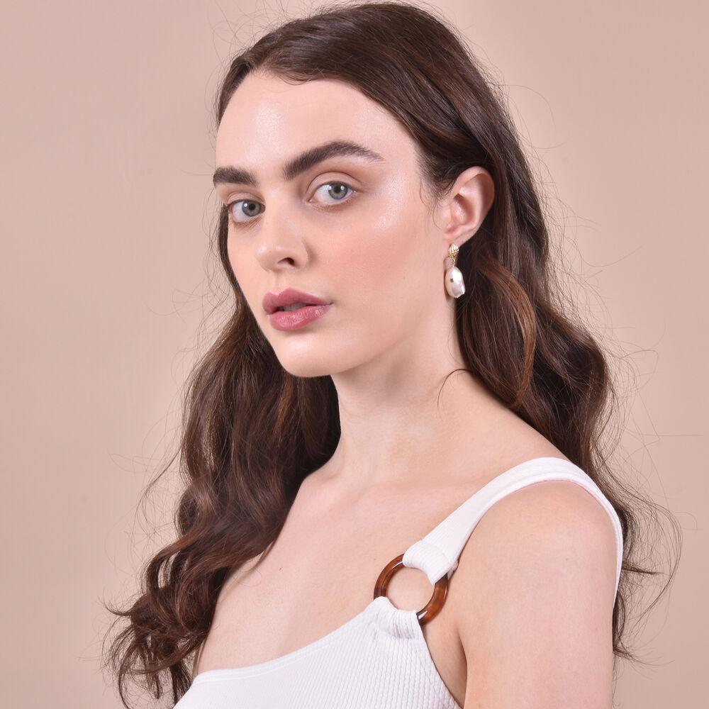 Culturesse Mediterranean Baroque Pearl Drop Earrings (Imperfect)