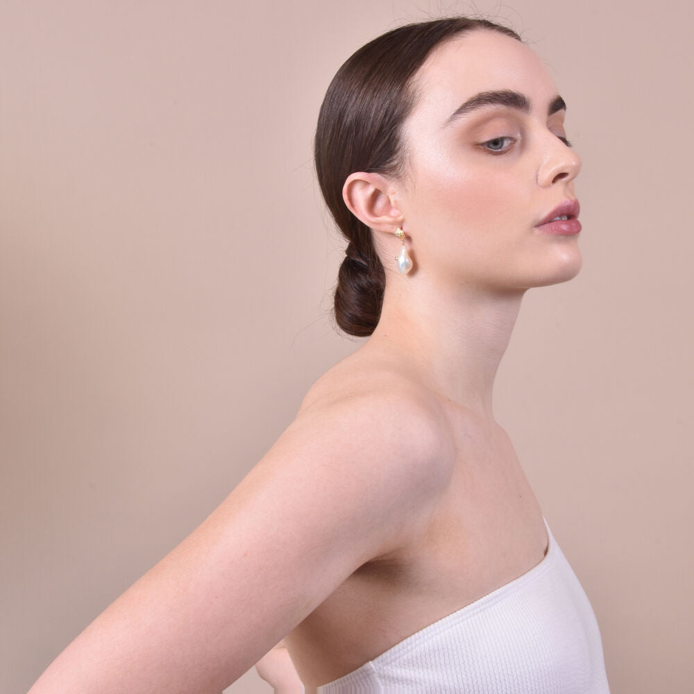 Culturesse Mediterranean Baroque Pearl Drop Earrings (Imperfect)