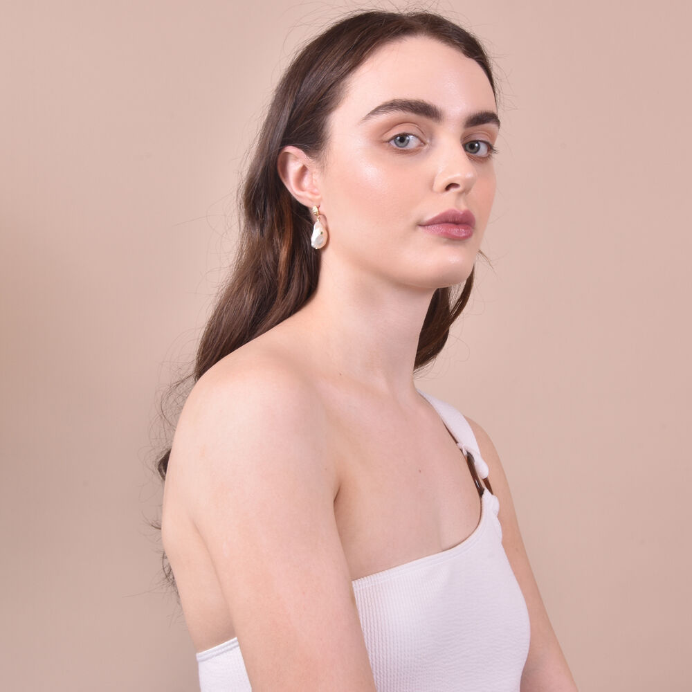 Culturesse Mediterranean Baroque Pearl Drop Earrings (Imperfect)