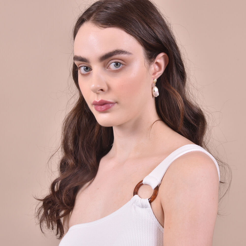 Culturesse Mediterranean Baroque Pearl Drop Earrings (Imperfect)