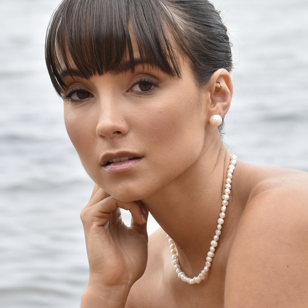 Culturesse Bay Baroque Pearl Stud Earrings (Imperfect No.2)