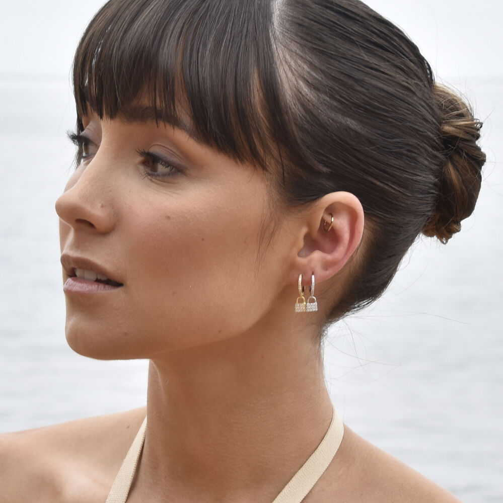 Culturesse Beatriz Diamante Padlock Drop Earrings (Gold Vermeil)