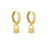 Culturesse Beatriz Diamante Padlock Drop Earrings (Gold Vermeil)