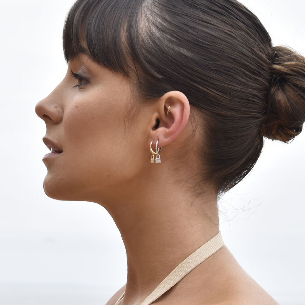Culturesse Beatriz Diamante Padlock Drop Earrings (Silver)