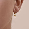 Culturesse Adina Beaded Dainty Cross Drop Earrings (Gold Vermeil)