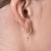 Culturesse Adina Beaded Dainty Cross Drop Earrings (Gold Vermeil)