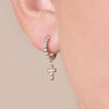 Culturesse Adina Beaded Dainty Cross Drop Earrings (Silver)