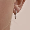 Culturesse Adina Beaded Dainty Cross Drop Earrings (Silver)