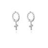 Culturesse Adina Beaded Dainty Cross Drop Earrings (Silver)