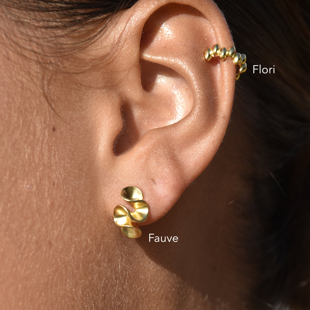 Culturesse Flori Artisan Beaded Cuff Earring (Single Piece Gold)