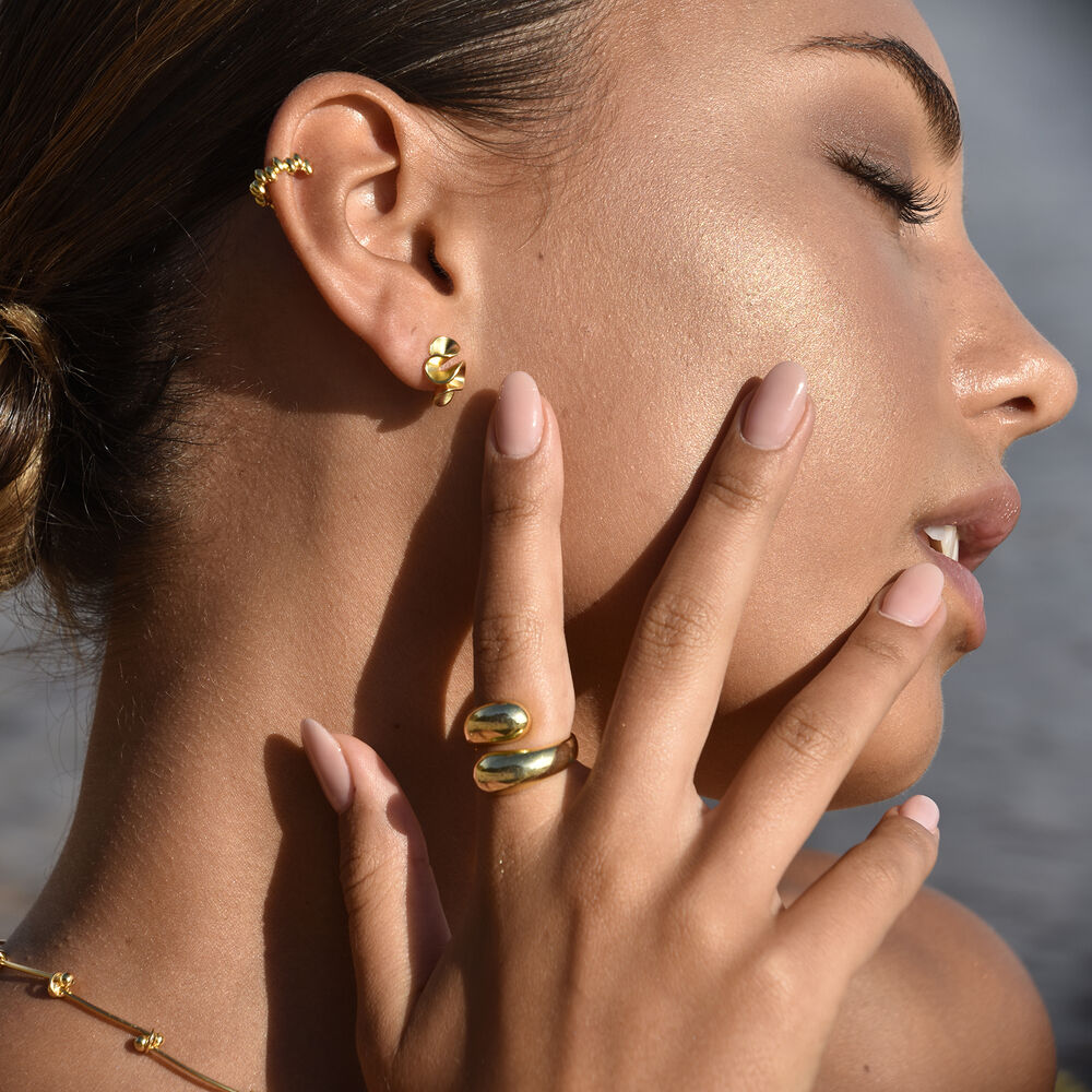 Culturesse Flori Artisan Beaded Cuff Earring (Single Piece Gold)
