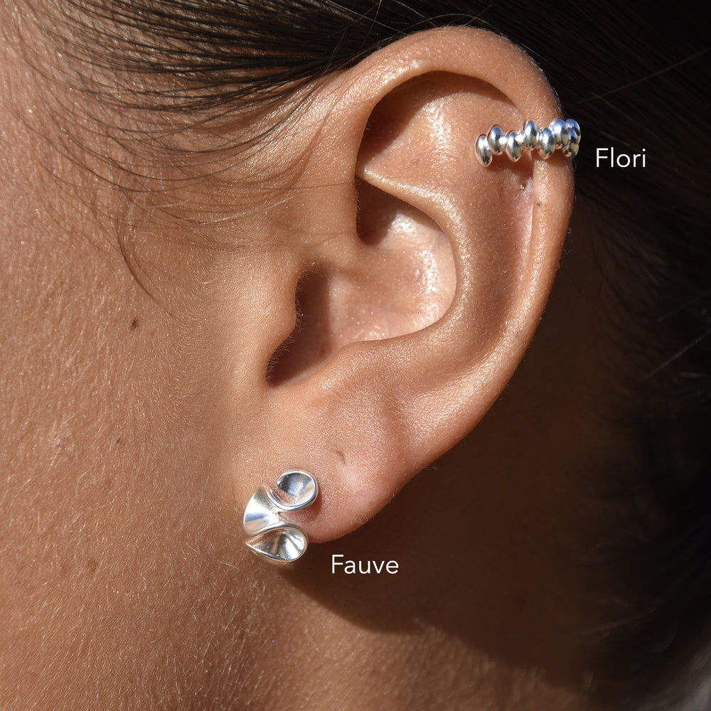 Culturesse Flori Artisan Beaded Cuff Earring (Single Piece Silver)