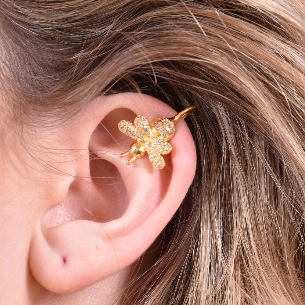 Culturesse Levana Gold Bee Cuff Earrings