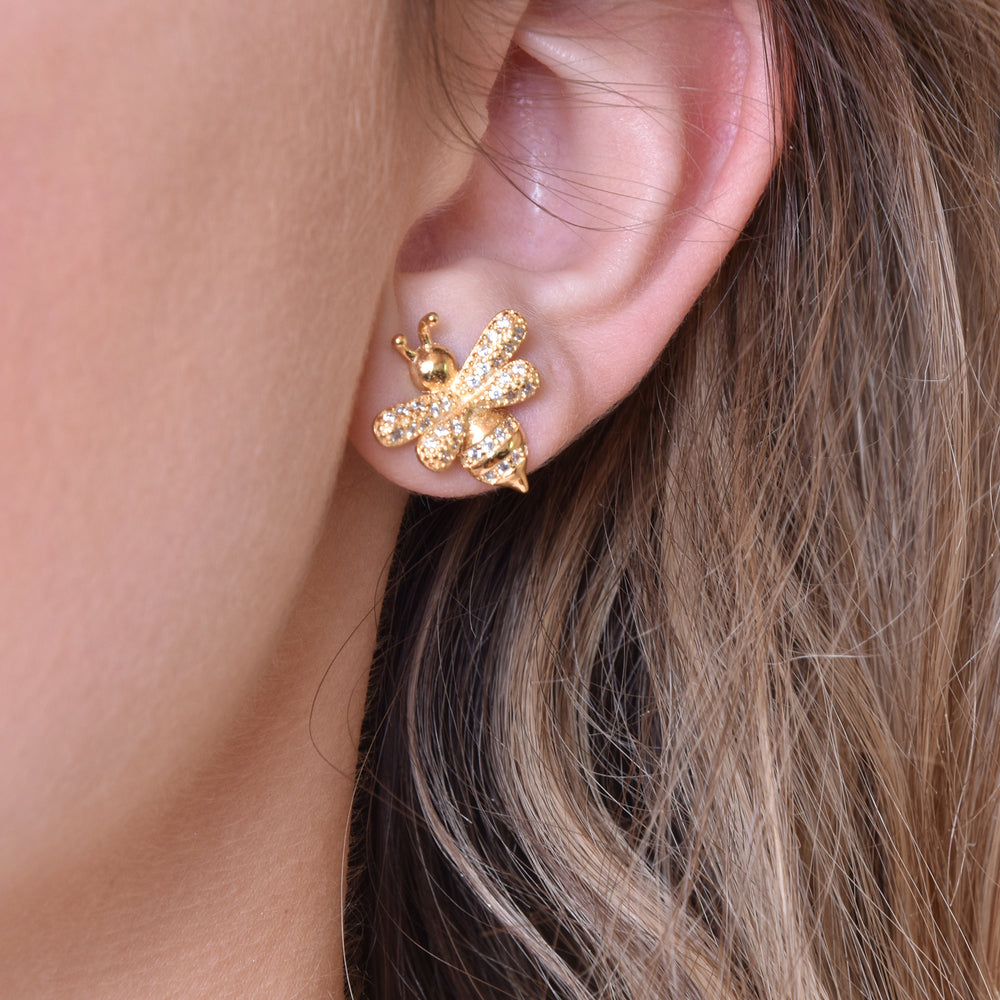 Culturesse Levina Gold Bee Earrings