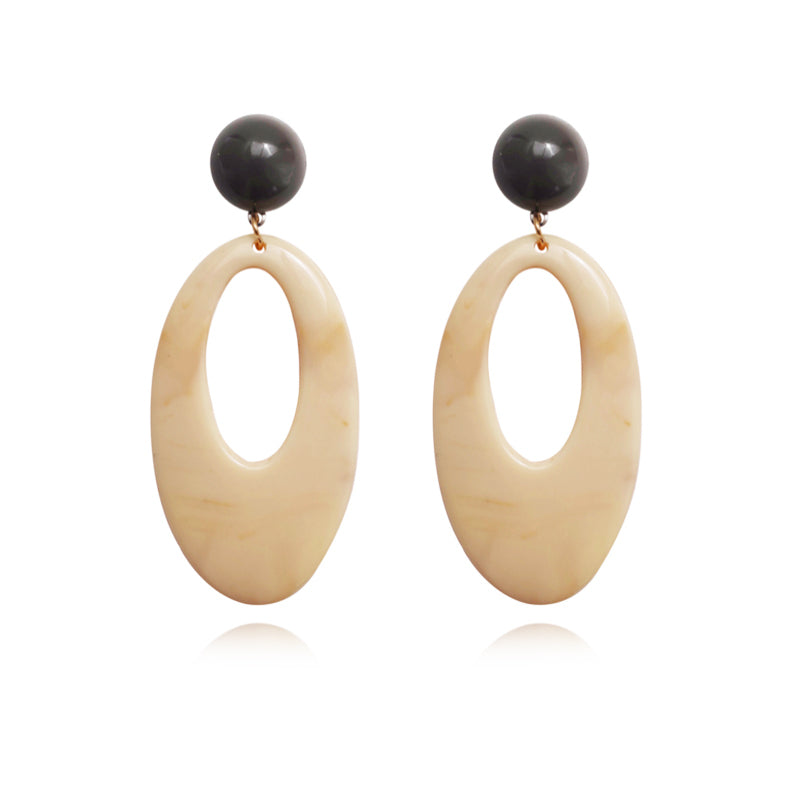 Culturesse Elda Beige Love Geometric Drop Earrings