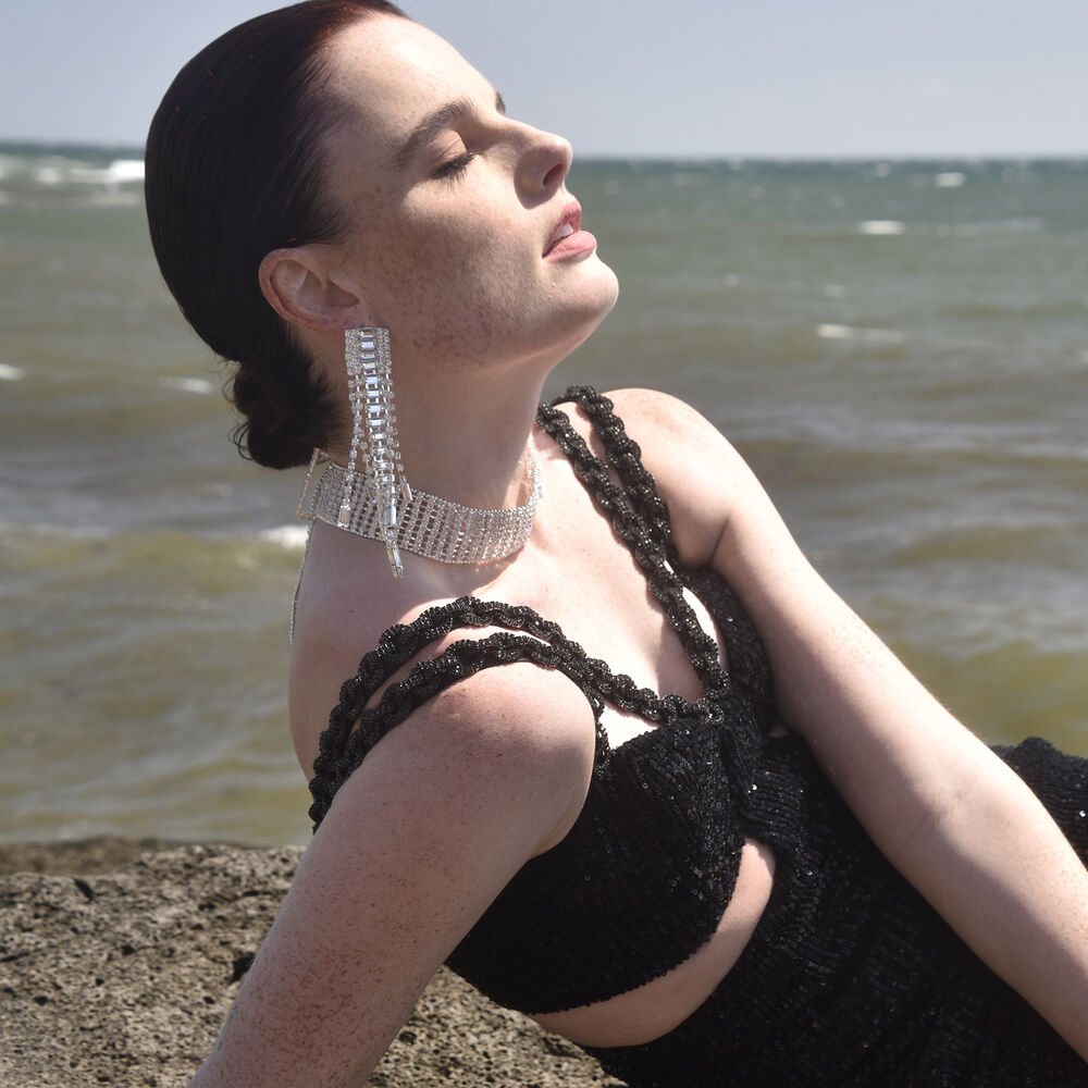 Culturesse Bellatrix Catwalk Diamante Statement Earrings